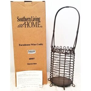 Southern Living Home Farmhouse Metal Wire Wine Caddy Holder Rustic Utensil